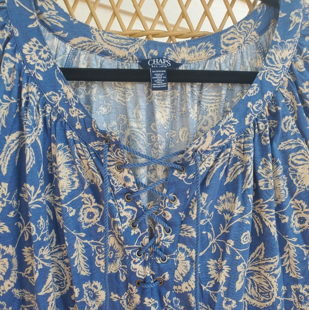 Chaps Top, women's 3X, Blue and Tan - Picture 4 of 6